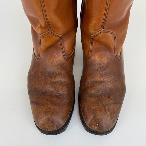 Vtg Field And Stream Boots Mens 9.5 C Insulated Leather USA Made Work Zip Brown - Picture 4 of 12